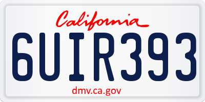 CA license plate 6UIR393