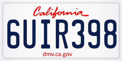 CA license plate 6UIR398