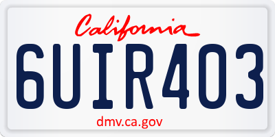 CA license plate 6UIR403