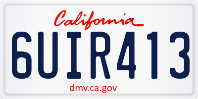 CA license plate 6UIR413