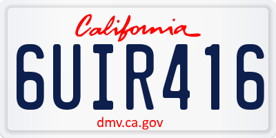 CA license plate 6UIR416