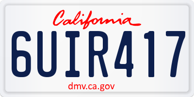 CA license plate 6UIR417