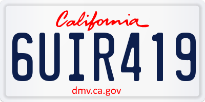 CA license plate 6UIR419
