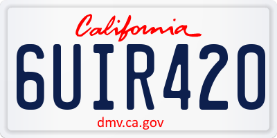 CA license plate 6UIR420