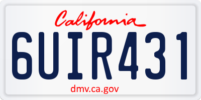 CA license plate 6UIR431