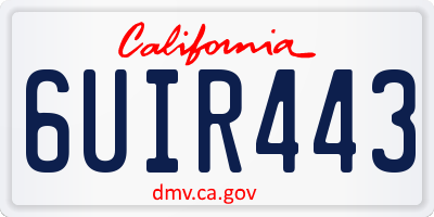 CA license plate 6UIR443