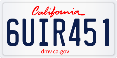 CA license plate 6UIR451