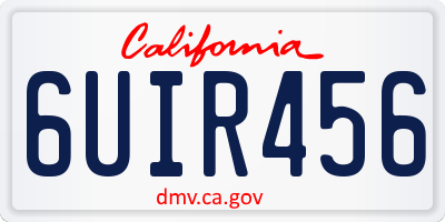 CA license plate 6UIR456