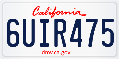 CA license plate 6UIR475
