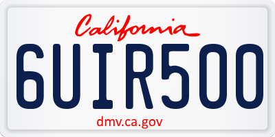 CA license plate 6UIR500