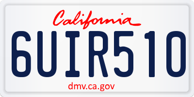 CA license plate 6UIR510