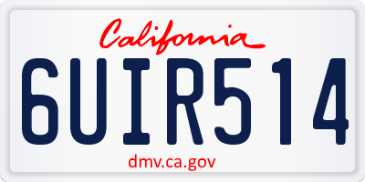 CA license plate 6UIR514