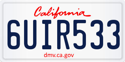 CA license plate 6UIR533