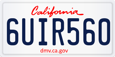 CA license plate 6UIR560