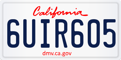 CA license plate 6UIR605