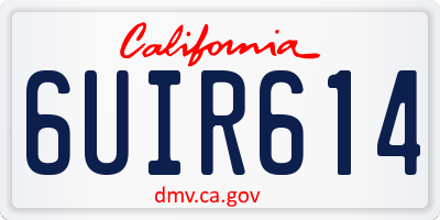 CA license plate 6UIR614