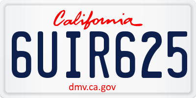 CA license plate 6UIR625