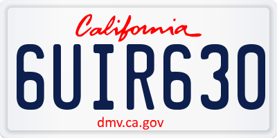 CA license plate 6UIR630