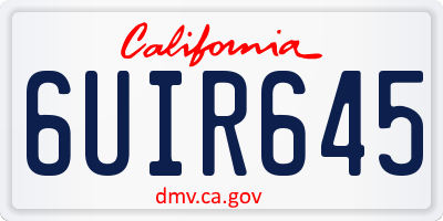 CA license plate 6UIR645