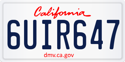 CA license plate 6UIR647