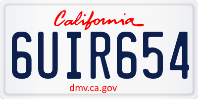 CA license plate 6UIR654