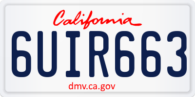 CA license plate 6UIR663