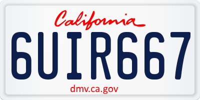 CA license plate 6UIR667