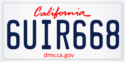 CA license plate 6UIR668