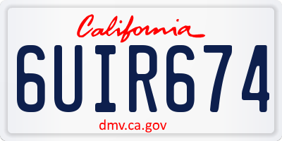 CA license plate 6UIR674