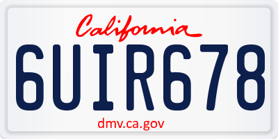 CA license plate 6UIR678