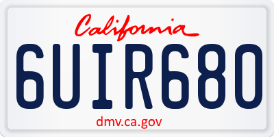 CA license plate 6UIR680