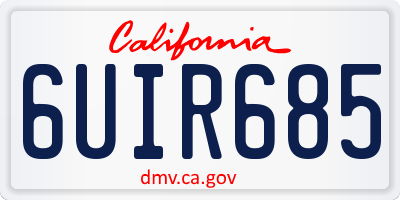 CA license plate 6UIR685