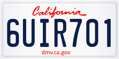 CA license plate 6UIR701