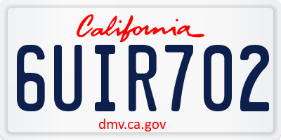 CA license plate 6UIR702