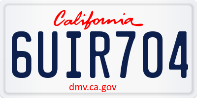 CA license plate 6UIR704