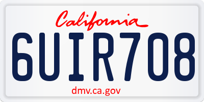 CA license plate 6UIR708