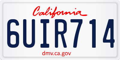 CA license plate 6UIR714