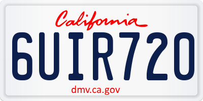 CA license plate 6UIR720