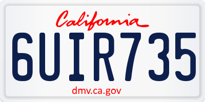 CA license plate 6UIR735