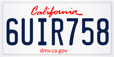CA license plate 6UIR758