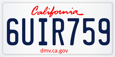 CA license plate 6UIR759