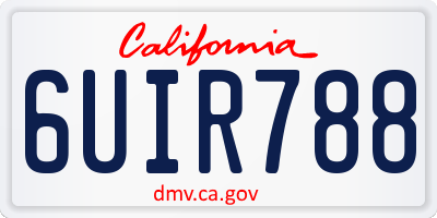 CA license plate 6UIR788