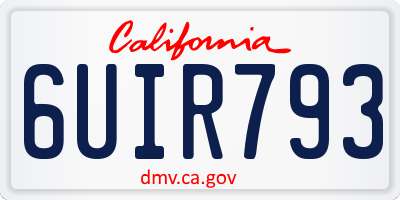 CA license plate 6UIR793