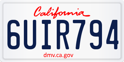 CA license plate 6UIR794