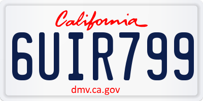 CA license plate 6UIR799