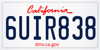 CA license plate 6UIR838