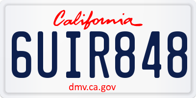 CA license plate 6UIR848