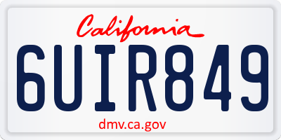 CA license plate 6UIR849