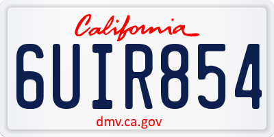 CA license plate 6UIR854