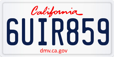 CA license plate 6UIR859